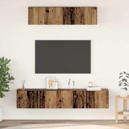 Set comoda TV Pe perete 4 pcs Lemn Vechi Lemn compozit GartenMobel Dekor