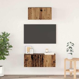 Set comoda TV Pe perete 2 pcs Lemn Vechi Lemn compozit GartenMobel Dekor