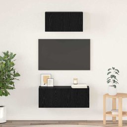 Set comoda TV Pe perete 2 pcs Stejar Negru Lemn compozit GartenMobel Dekor