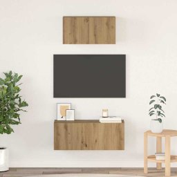 Set comoda TV Pe perete 2 pcs Stejar Artizanal Lemn compozit GartenMobel Dekor