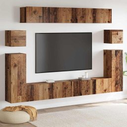 Unitati TV Pe perete 4 pcs Lemn Vechi Lemn compozit GartenMobel Dekor