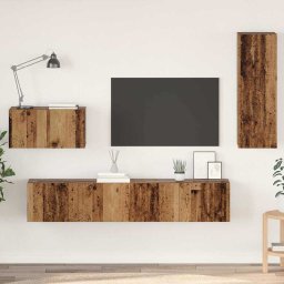 Dulap pentru TV pe Perete 4 pcs Lemn Vechi Lemn compozit GartenMobel Dekor