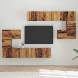 Unitati TV Pe perete 4 pcs Lemn Vechi Lemn compozit GartenMobel Dekor