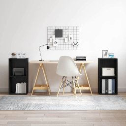 Set comoda TV 2 pcs Stejar Negru 37 x 35 x 72 cm Lemn compozit GartenMobel Dekor