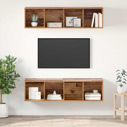 Set comoda TV 2 pcs Lemn Vechi 37 x 37 x 142,5 cm Lemn compozit GartenMobel Dekor