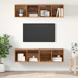Set comoda TV 4 pcs Lemn Vechi 37 x 37 x 72 cm Lemn compozit GartenMobel Dekor