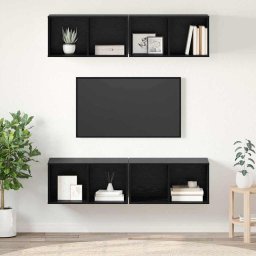 Set comoda TV 4 pcs Stejar Negru 37 x 37 x 72 cm Lemn compozit GartenMobel Dekor