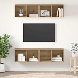 Set comoda TV Pe perete 4 pcs Stejar Artizanal 37 x 37 x 72 cm GartenMobel Dekor