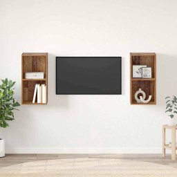 Set comoda TV 2 pcs Lemn Vechi 37 x 37 x 72 cm Lemn compozit GartenMobel Dekor