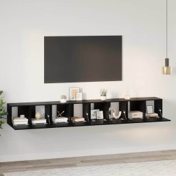 Set comoda TV 4 pcs Stejar Negru 60 x 30 x 30 cm Lemn compozit GartenMobel Dekor