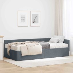 Cadru de pat coltar cu saltea Altele Manual 2 pcs Gri Catifea GartenMobel Dekor