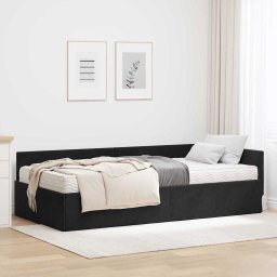 Cadru de pat coltar cu saltea Altele Manual 2 pcs Negru Catifea GartenMobel Dekor