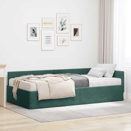 Cadru de pat coltar cu saltea Altele Manual 2 pcs Verde Catifea GartenMobel Dekor
