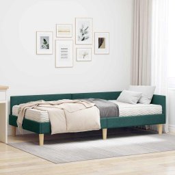 Cadru de pat coltar cu saltea cu saltea 2 pcs Verde tesatura GartenMobel Dekor