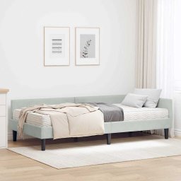 Cadru de pat coltar cu saltea Altele 2 pcs Gri deschis Catifea GartenMobel Dekor