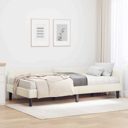 Cadru de pat coltar cu saltea Altele Manual 2 pcs Crem Catifea GartenMobel Dekor