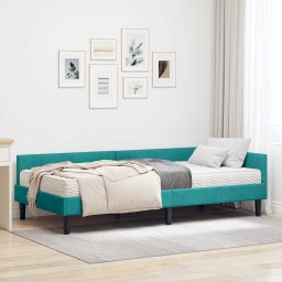 Cadru de pat coltar cu saltea Altele 2 pcs Turcoaz Catifea GartenMobel Dekor