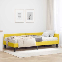 Cadru de pat coltar cu saltea Altele 2 pcs Galben Catifea GartenMobel Dekor