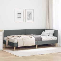 Cadru de pat coltar cu saltea Altele Manual 2 pcs Gri tesatura GartenMobel Dekor