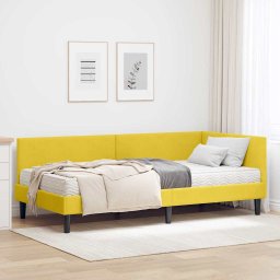 Cadru de pat coltar cu saltea Altele 2 pcs Galben Catifea GartenMobel Dekor