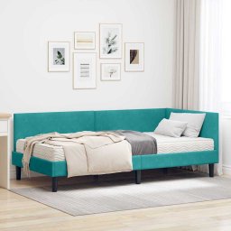 Cadru de pat coltar cu saltea Altele 2 pcs Turcoaz Catifea GartenMobel Dekor