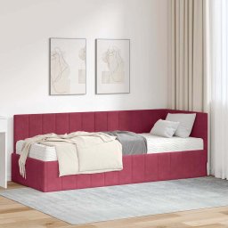 Cadru de pat coltar cu saltea cu headboard 2 pcs Verde Catifea GartenMobel Dekor