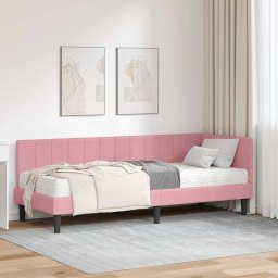 Cadru de pat coltar cu saltea cu headboard 2 pcs Gri Catifea GartenMobel Dekor
