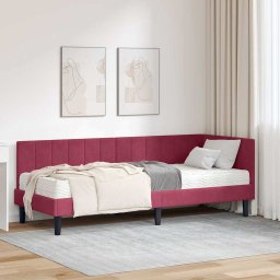 Cadru de pat coltar cu saltea cu headboard 2 pcs Verde Catifea GartenMobel Dekor