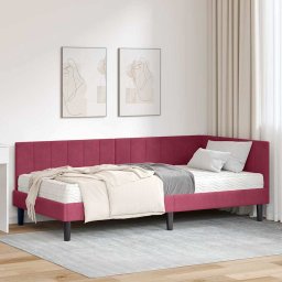 Cadru de pat coltar cu saltea cu headboard 2 pcs Verde Catifea GartenMobel Dekor