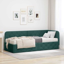 Cadru de pat coltar Verde închis 80 x 200 cm tesatura GartenMobel Dekor