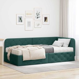 Cadru de pat coltar Verde închis 100 x 200 cm tesatura GartenMobel Dekor