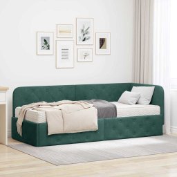 Cadru de pat coltar Verde închis 80 x 200 cm Catifea GartenMobel Dekor
