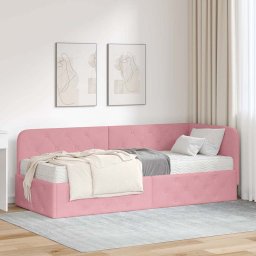 Cadru de pat coltar Roz 80 x 200 cm Catifea GartenMobel Dekor