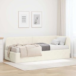 Cadru de pat coltar Crem 80 x 200 cm Catifea GartenMobel Dekor