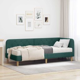 Cadru de pat coltar Verde închis 80 x 200 cm tesatura GartenMobel Dekor