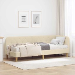 Cadru de pat coltar Crem 80 x 200 cm tesatura GartenMobel Dekor