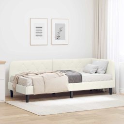 Cadru de pat coltar Crem 80 x 200 cm Catifea GartenMobel Dekor