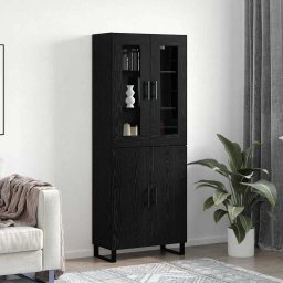 Bufet 2 pcs Stejar negru Lemn compozit GartenMobel Dekor
