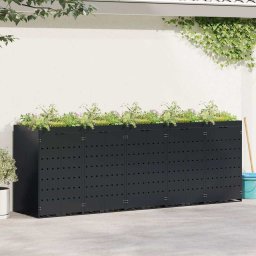 Depozitare pentru 5 pubele Wheelie Negru 340 x 77,5 x 121,5 cm GartenMobel Dekor