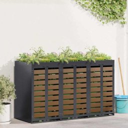 Depozitare pentru 3 pubele Wheelie Antracit Otel GartenMobel Dekor