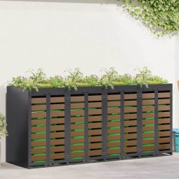 Depozitare pentru 4 pubele Wheelie Antracit Otel GartenMobel Dekor