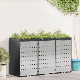 Depozitare pentru 3 pubele Wheelie 340 x 77.5 x 115.5 cm Otel GartenMobel Dekor