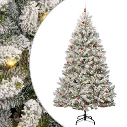 Brad de Craciun artificial Verde si alb 300 cm PVC si Metal GartenMobel Dekor