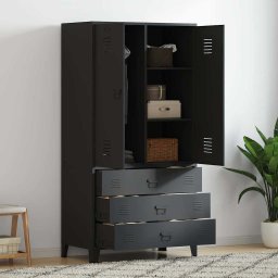 Sifonier industrial, negru, 90x50x180 cm, metal GartenMobel Dekor
