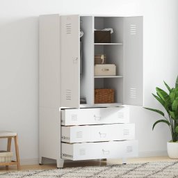 Sifonier industrial, alb, 90x50x180 cm, metal GartenMobel Dekor