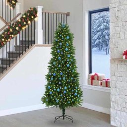 Brad de Craciun cu 300 LED cu suport Verde 240 cm PE GartenMobel Dekor