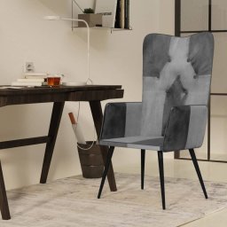Scaun cu spatar înalt, gri, piele naturala GartenMobel Dekor