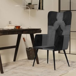 Scaun cu spatar înalt, negru si gri, piele naturala GartenMobel Dekor