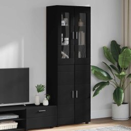 Bufet cu raft FLORIN Negru 60 x 35 x 182 cm Lemn compozit GartenMobel Dekor