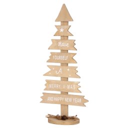 Decoratiune de Craciun din lemn tip brad cu tablite, 2 buc, 40x17 cm